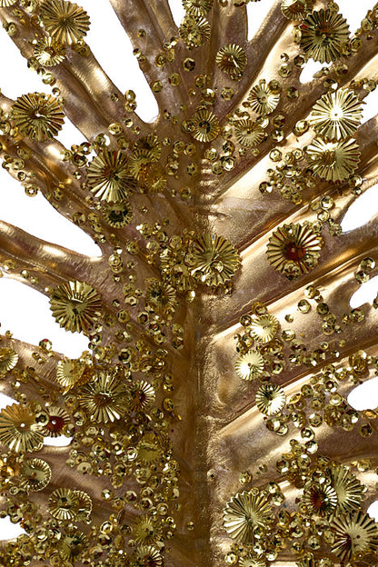 25" Fan Palm Sequin Glitter Stem Gold