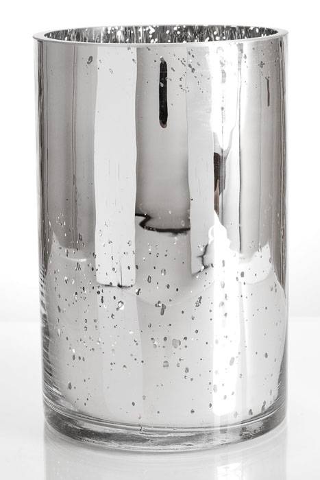 5&quot; X 8&quot; Mercury Glass Cylinder Vase Silver