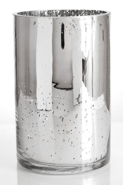 5" X 8" Mercury Glass Cylinder Vase Silver