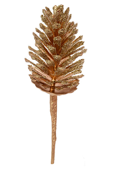 13" Pine Cone Pick Gold