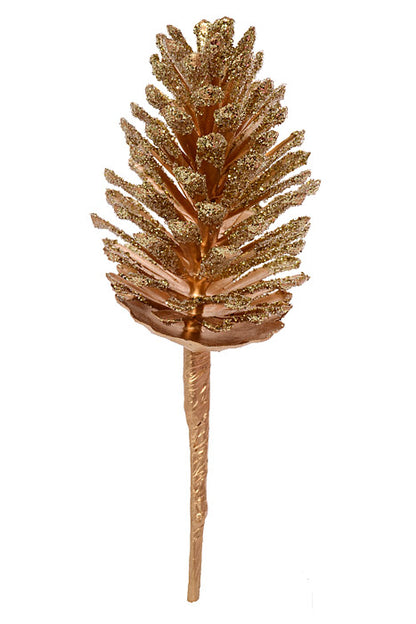 13" Pine Cone Pick Gold