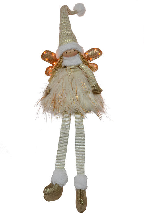 24" Sitting Angel With Light Ivory