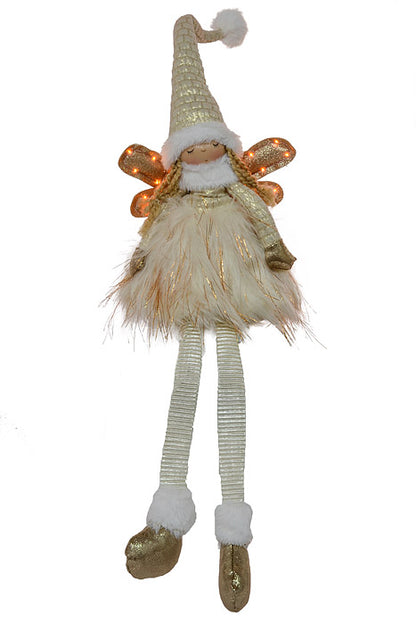 24" Sitting Angel With Light Ivory