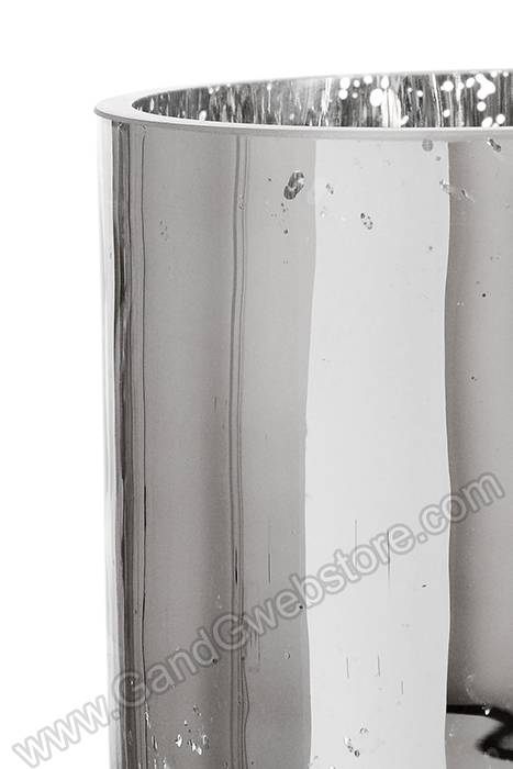 5" X 8" Mercury Glass Cylinder Vase Silver