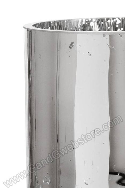5" X 8" Mercury Glass Cylinder Vase Silver
