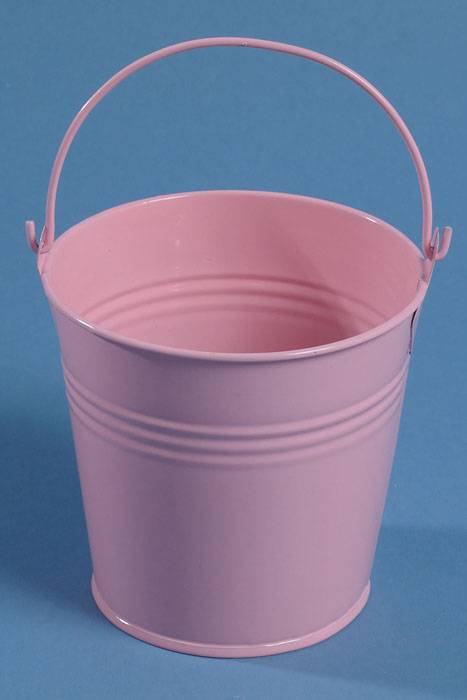 4" X 4.25" Metal Bucket W/ Handle Pink