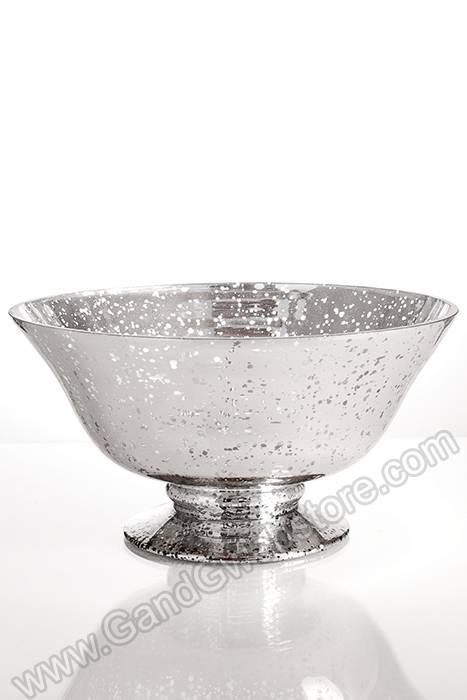 10.25" X 5.25" Mercury Glass Bowl Silver