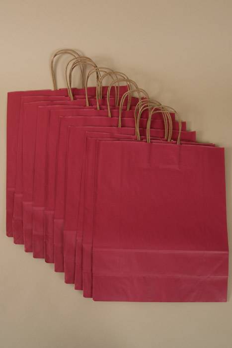 16" X 6" X 19" Queen Kraft Shopping Bag Bright Red Pkg/10