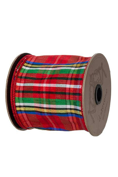 4" X 10yds Faux Dupion Nutcracker Plaid