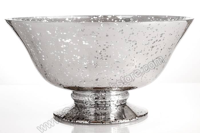10.25" X 5.25" Mercury Glass Bowl Silver