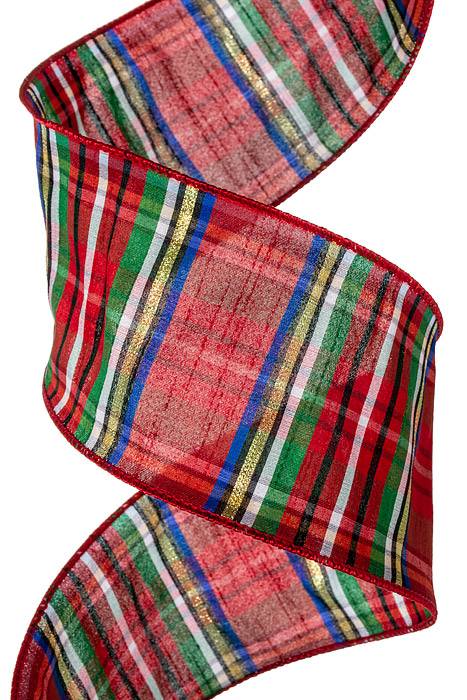 4" X 10yds Faux Dupion Nutcracker Plaid