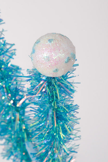 23" Tinsel And Glitter Ball Spray Blue