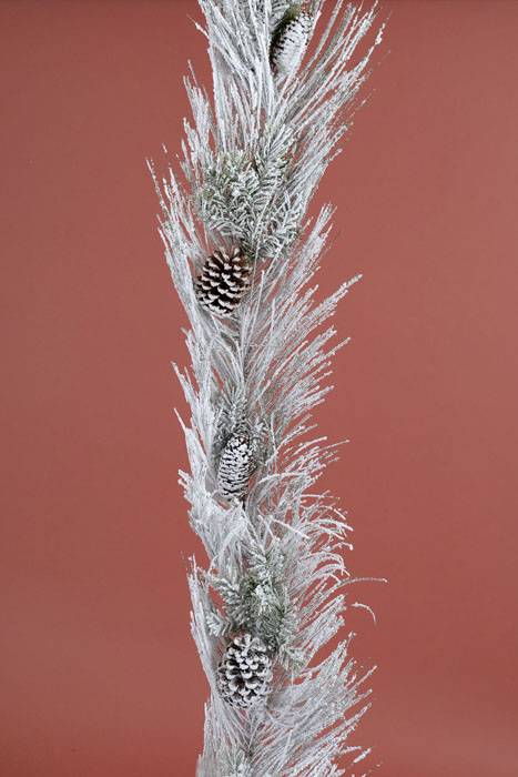 6ft Snow Mix Pine Garland W/cone White/green