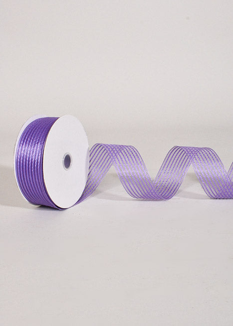 1.5" X 50Yds Wired Sheer Stripe Ribbon Lavender