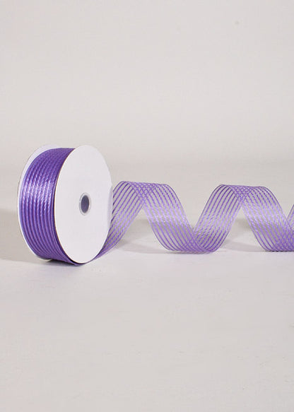 1.5" X 50Yds Wired Sheer Stripe Ribbon Lavender