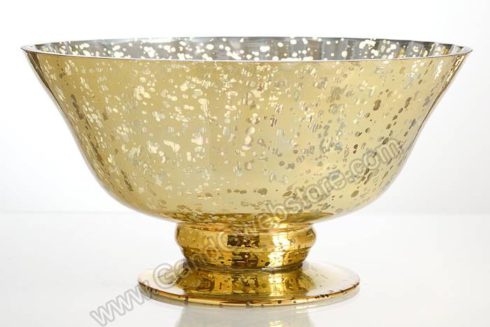10.25&quot; X 5.25&quot; Mercury Glass Bowl Gold