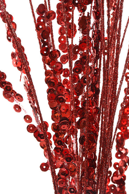 27.5" Sequined Glittered Spray Red