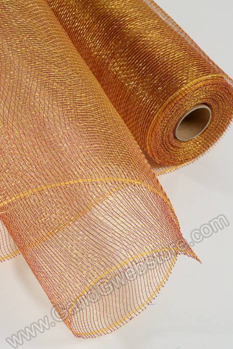21" X 10yds Decorating Mesh Gold Burgundy