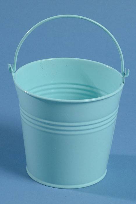 4" X 4.25" Metal Bucket W/ Handle Blue