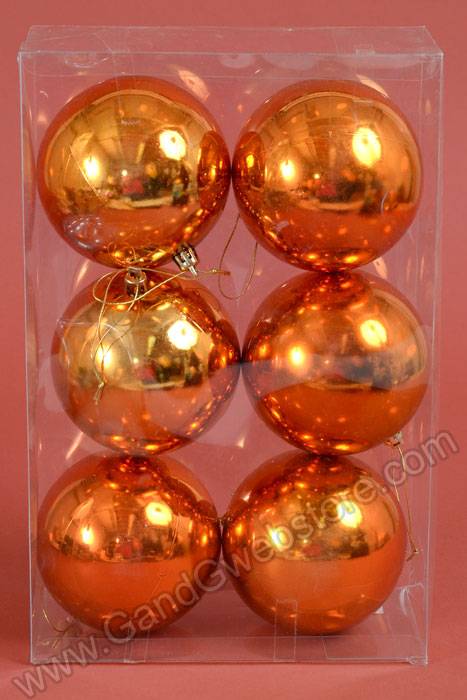 100mm Shiny Plastic Ball Copper Pkg/6