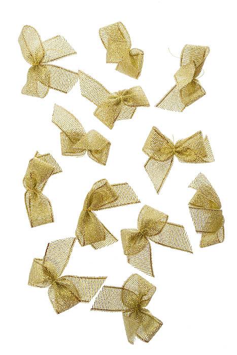 1.25" Ribbon Bow Gold Pkg/12