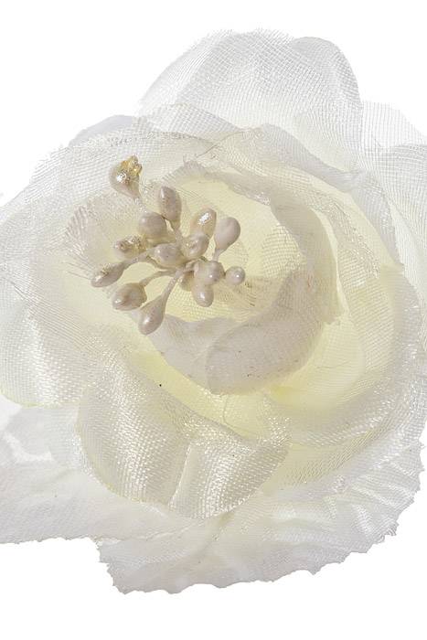3.5" Satin Rose Pick W/pips Ivory Pkg/12