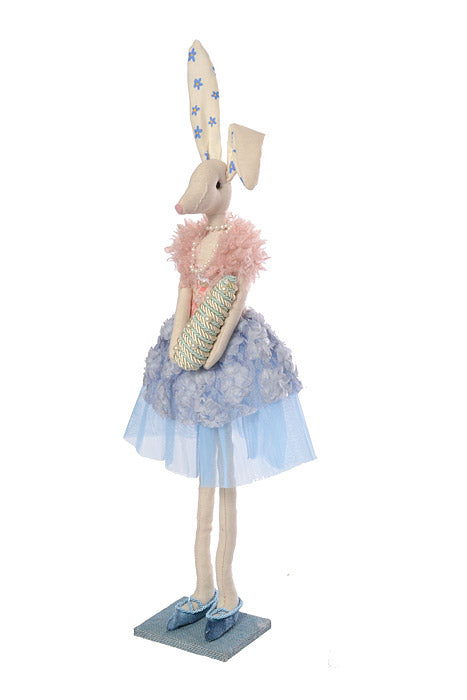 4.7" X 3.9" X 21" Easter Rabbit Blue/Pink Set/2