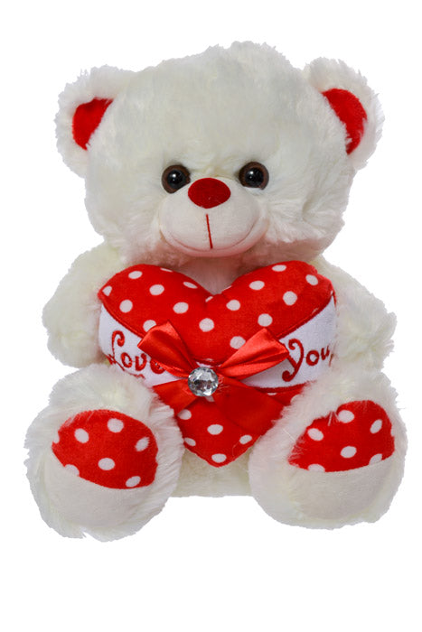 12&quot; Bear with Heart White/Red