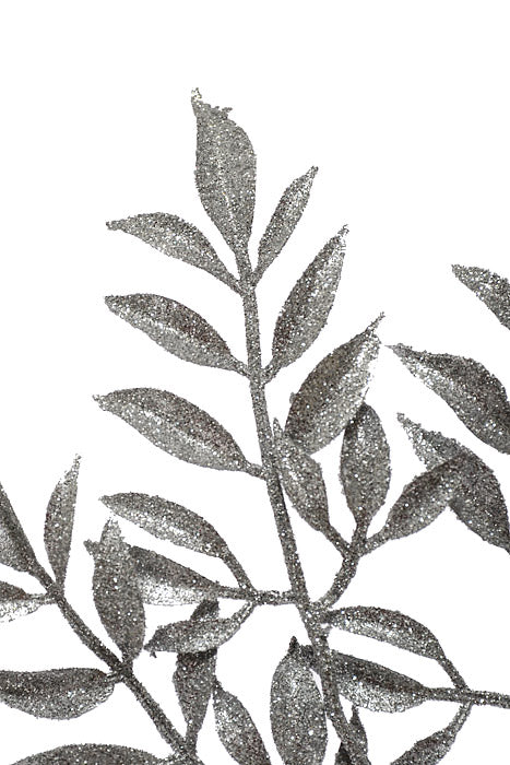 28.5" Ash Leaf Glitter Spray Silver