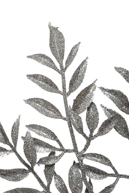 28.5" Ash Leaf Glitter Spray Silver
