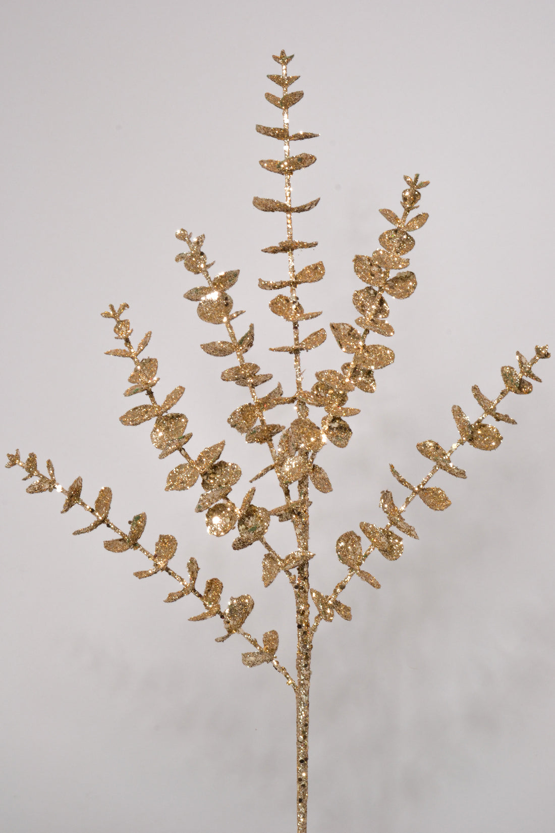 25" Glitter Eucalyptus Spray Champagne Gold