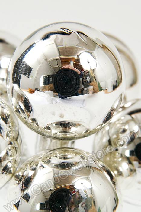 30mm Gloss Glass Ball Ornament Silver Pkg/72