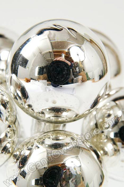 30mm Gloss Glass Ball Ornament Silver Pkg/72