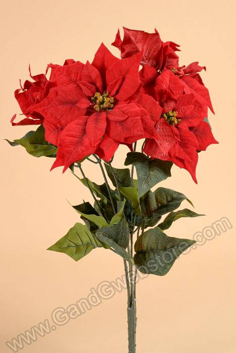 22" Velvet Poinsettia Bush (Red)