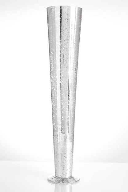 4.25" X 19.5"   Trumpet Glass Vase Mercury Silver