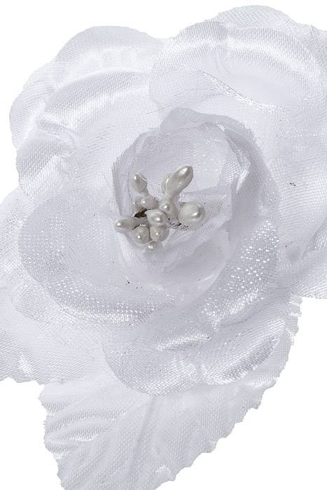 3.5" Satin Rose Pick W/pips White Pkg/12