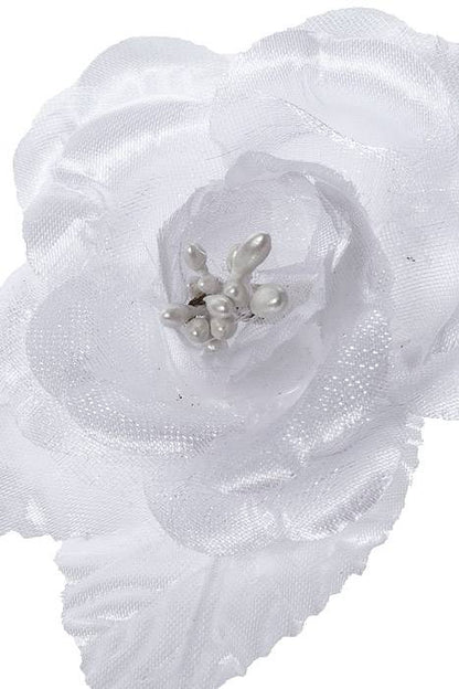 3.5" Satin Rose Pick W/pips White Pkg/12