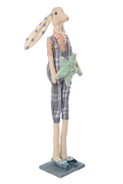 4.7" X 3.9" X 21" Easter Rabbit Blue/Pink Set/2