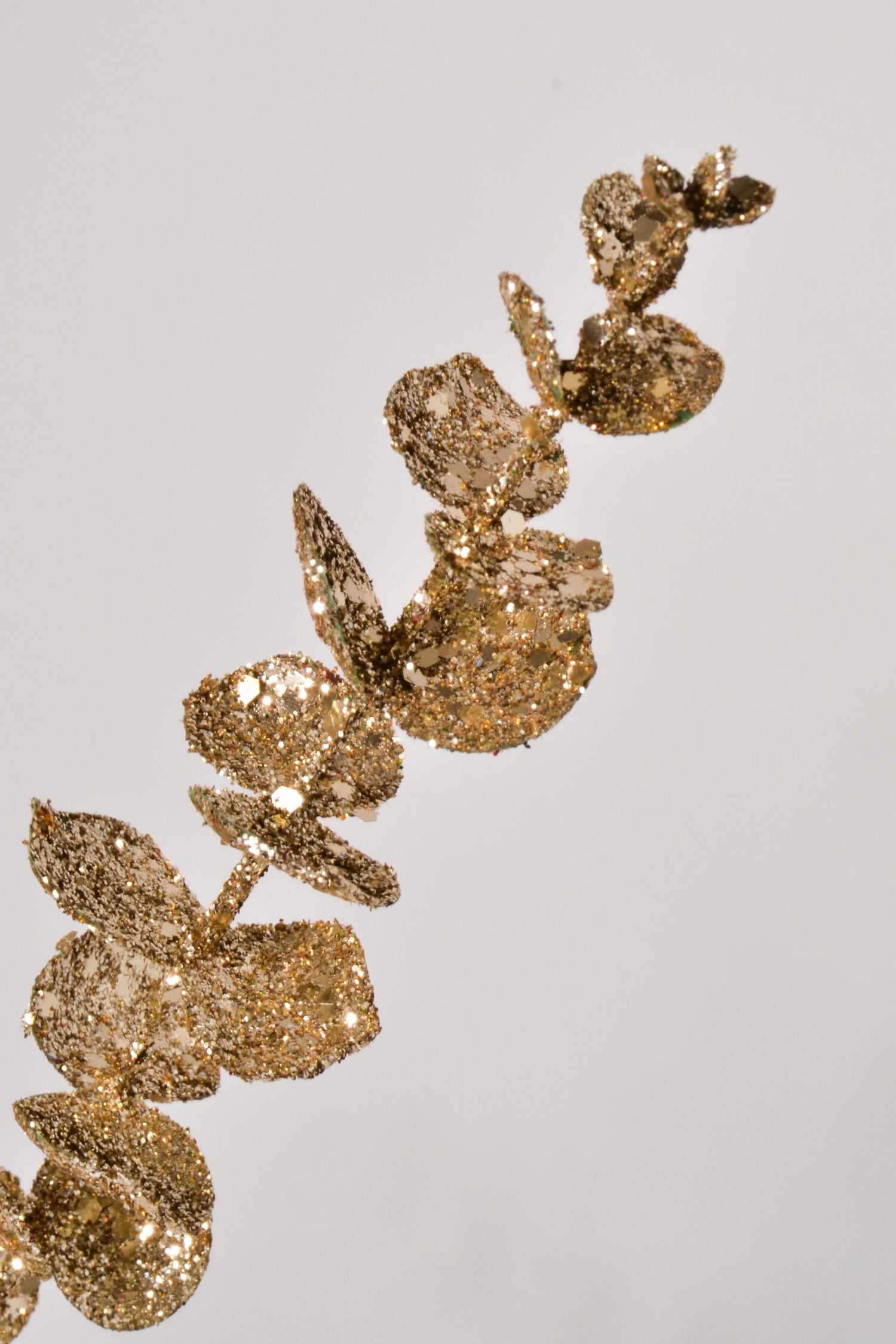 25" Glitter Eucalyptus Spray Champagne Gold