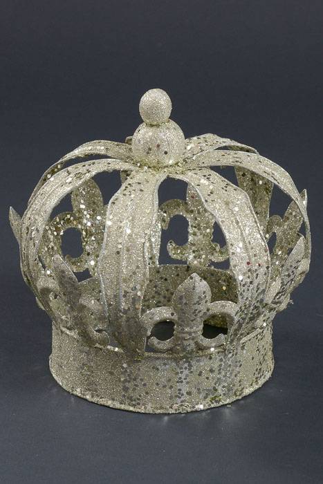 7" X 7" Glitter Metal Crown Champagne/silver