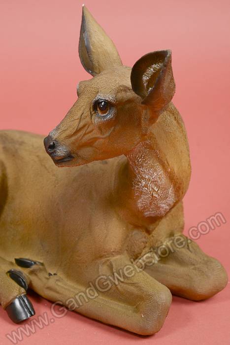 10" Resin Sitting Doe Brown