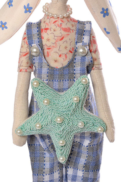 4.7" X 3.9" X 21" Easter Rabbit Blue/Pink Set/2