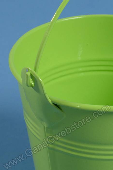 3.5" X 3.75" Metal Bucket W/handle Apple Green