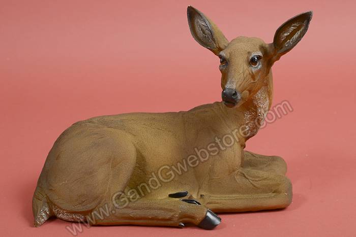 10" Resin Sitting Doe Brown
