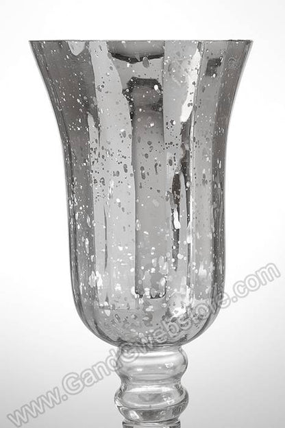 11.75&quot;/16&quot;/19.5&quot; Mercury Glass Candle Holder Silver Set/3