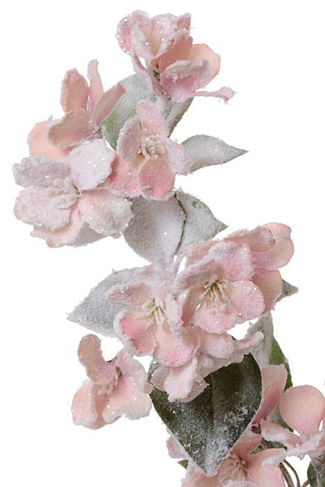 35" Snow Quince Blossom Spray Snow/pink