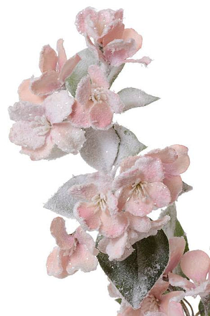 35" Snow Quince Blossom Spray Snow/pink