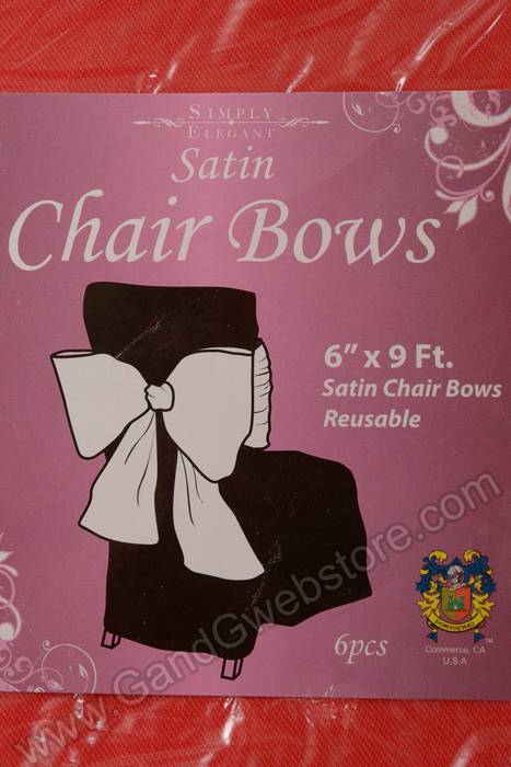 6" X 108" Satin Chair Bow Red Pkg/6