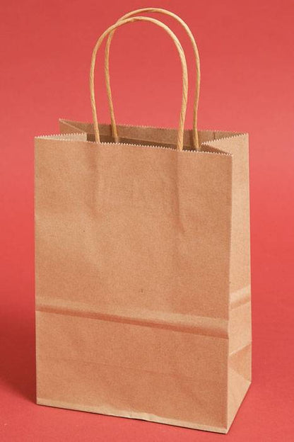 6" X 8.25" X 3" Kraft Shopping Bag Natural Pkg/12