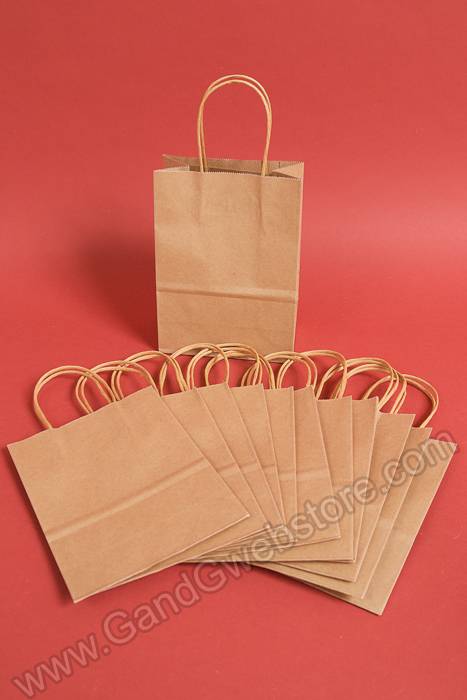 6" X 8.25" X 3" Kraft Shopping Bag Natural Pkg/12